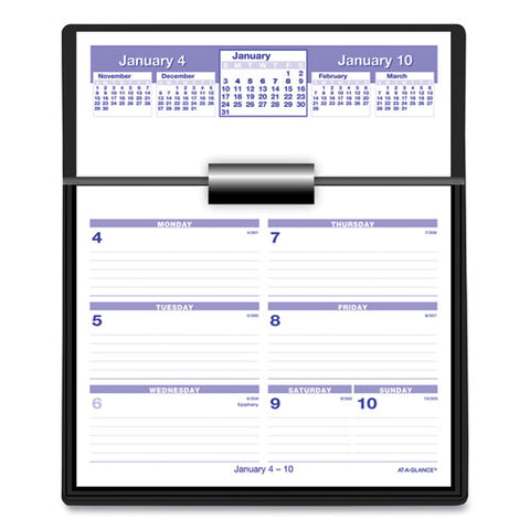 Flip-a-week Desk Calendar And Base, 7 X 5.5, White, 2021