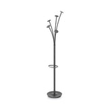 Festival Coat Stand With Umbrella Holder, 5 Knobs, 14w X 14d X 73.67h, Black