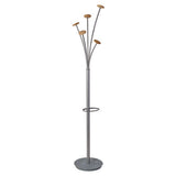 Festival Coat Stand With Umbrella Holder, Five Knobs, 13.97 X 14 X 73.62, Gray