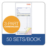 Carbonless Sales Order Book, Three-part Carbonless, 3 1-4 X 7 1-8, 50 Sheets