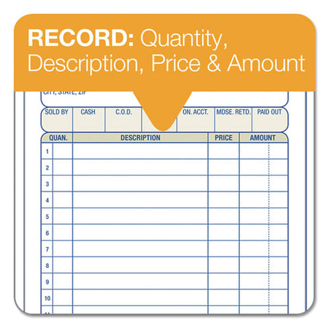 Carbonless Sales Order Book, Three-part Carbonless, 3 1-4 X 7 1-8, 50 Sheets