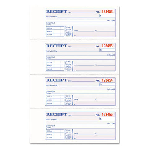 Tops 3-part Hardbound Receipt Book, 7 X 2 3-4, Carbonless, 200 Sets-book