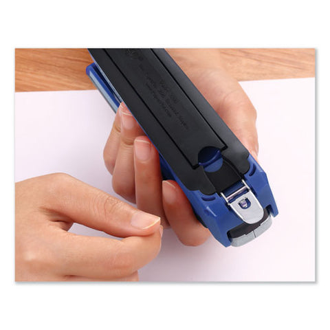 Inpower Spring-powered Premium Desktop Stapler, 28-sheet Capacity, Blue-silver