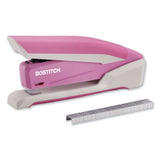 Incourage Spring-powered Desktop Stapler, 20-sheet Capacity, Pink-white