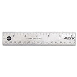 Stainless Steel Office Ruler With Non Slip Cork Base, 12"