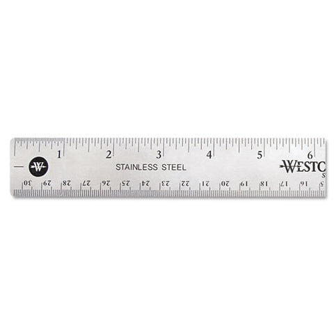 Stainless Steel Office Ruler With Non Slip Cork Base, 12"