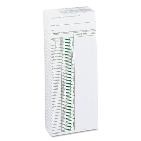 Time Card For Model Att310 Electronic Totalizing Time Recorder, Weekly, 200-pack