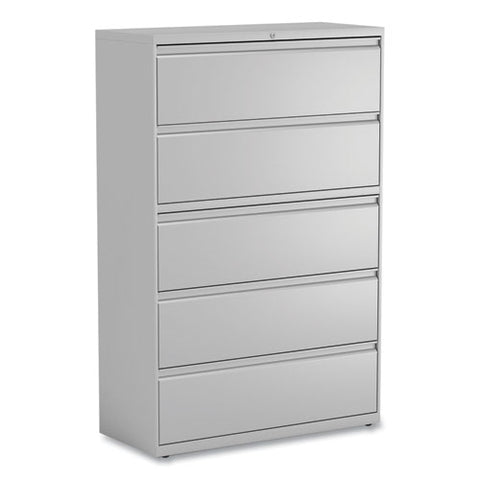 Lateral File, 5 Legal/letter/a4/a5-size File Drawers, 1 Roll-out Posting Shelf, Light Gray, 42" X 18.63" X 67.63"