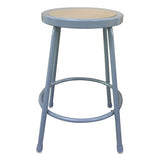 Industrial Metal Shop Stool, 24" Seat Height, Supports Up To 300 Lbs, Brown Seat-gray Back, Gray Base