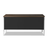 Double Pedestal Steel Credenza, 60w X 24d X 29.5h, Mocha-black