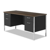 Double Pedestal Steel Credenza, 60w X 24d X 29.5h, Mocha-black