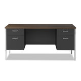 Double Pedestal Steel Credenza, 60w X 24d X 29.5h, Mocha-black