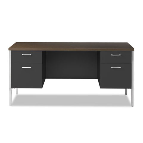 Double Pedestal Steel Credenza, 60w X 24d X 29.5h, Mocha-black