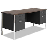 Double Pedestal Steel Credenza, 60w X 24d X 29.5h, Mocha-black