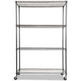 Nsf Certified 4-shelf Wire Shelving Kit With Casters, 48w X 18d X 72h, Black Anthracite