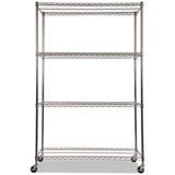 Nsf Certified 4-shelf Wire Shelving Kit With Casters, 48w X 18d X 72h, Silver