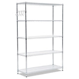 5-shelf Wire Shelving Kit With Casters And Shelf Liners, 48w X 18d X 72h, Silver