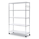 5-shelf Wire Shelving Kit With Casters And Shelf Liners, 48w X 18d X 72h, Silver