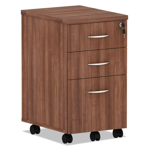 Alera Valencia Series Mobile Box-box-file Pedestal, 15.88w X 20.5d X 28.38h, Modern Walnut