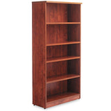 Alera Valencia Series Bookcase, Five-shelf, 31 3-4w X 14d X 64 3-4h, Medium Cherry