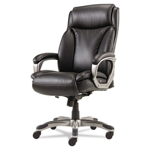 Alera Veon Series Executive High-back Bonded Leather Chair, Supports Up To 275 Lbs, Black Seat-black Back, Graphite Base