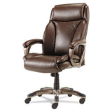 Alera Veon Series Executive High-back Bonded Leather Chair, Supports Up To 275 Lbs., Brown Seat-brown Back, Bronze Base