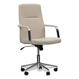 Leather Task Chair, Supports Up To 275 Lb, 18.19" To 21.93" Seat Height, White Seat, White Back