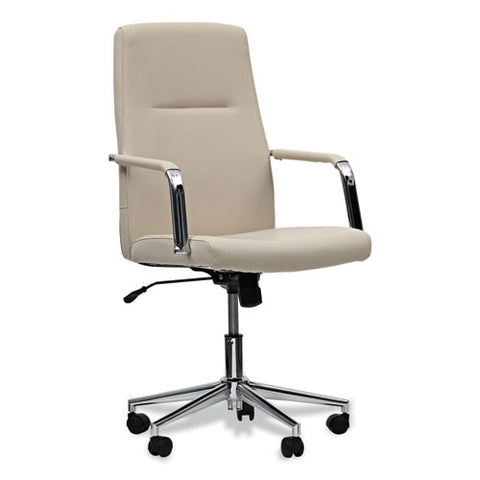 Leather Task Chair, Supports Up To 275 Lb, 18.19" To 21.93" Seat Height, White Seat, White Back