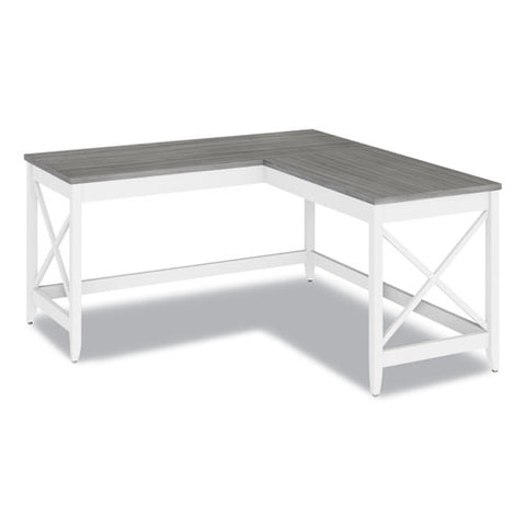 L-shaped Farmhouse Desk, 58.27" X 58.27" X 29.53", Gray/white