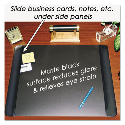 Executive Desk Pad With Antimicrobial Protection, Leather-like Side Panels, 36 X 20, Black