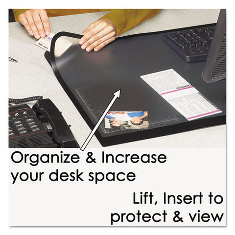 Lift-top Pad Desktop Organizer With Clear Overlay, 22 X 17, Black