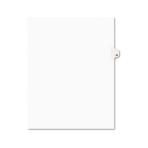 Preprinted Legal Exhibit Side Tab Index Dividers, Avery Style, 10-tab, 58, 11 X 8.5, White, 25-pack, (1058)