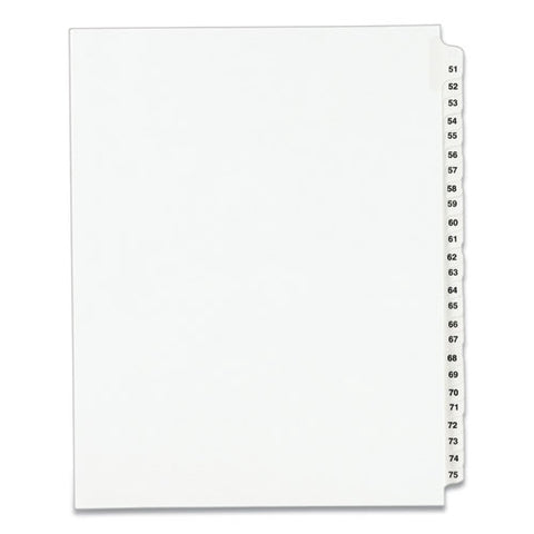 Preprinted Legal Exhibit Side Tab Index Dividers, Avery Style, 25-tab, 51 To 75, 11 X 8.5, White, 1 Set, (1332)