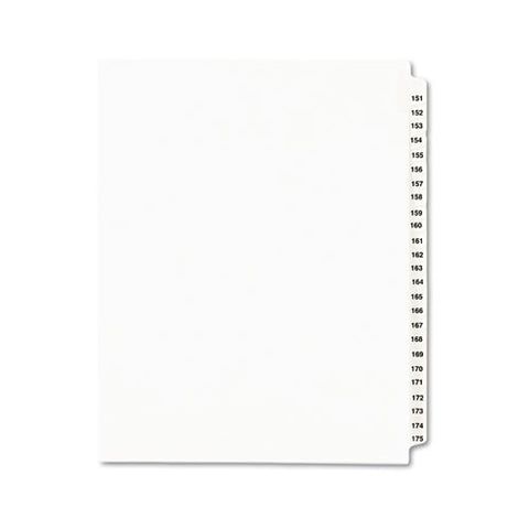 Preprinted Legal Exhibit Side Tab Index Dividers, Avery Style, 25-tab, 151 To 175, 11 X 8.5, White, 1 Set, (1336)