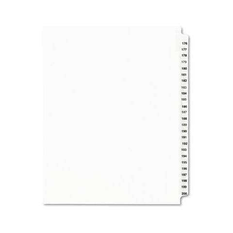 Preprinted Legal Exhibit Side Tab Index Dividers, Avery Style, 25-tab, 176 To 200, 11 X 8.5, White, 1 Set, (1337)