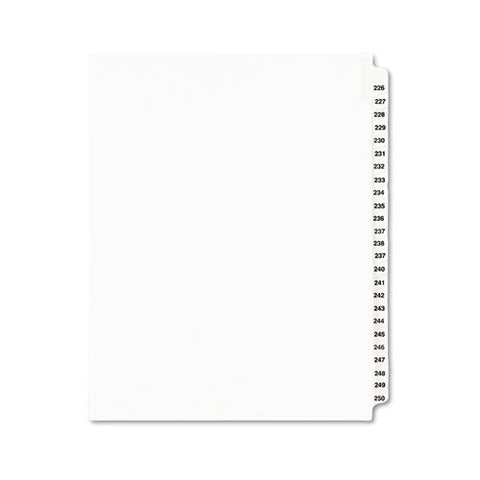 Preprinted Legal Exhibit Side Tab Index Dividers, Avery Style, 25-tab, 226 To 250, 11 X 8.5, White, 1 Set, (1339)