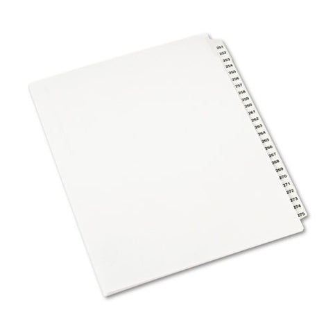 Preprinted Legal Exhibit Side Tab Index Dividers, Avery Style, 25-tab, 251 To 275, 11 X 8.5, White, 1 Set, (1340)