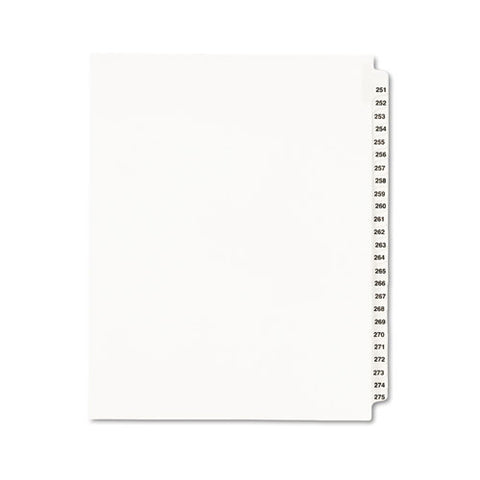 Preprinted Legal Exhibit Side Tab Index Dividers, Avery Style, 25-tab, 251 To 275, 11 X 8.5, White, 1 Set, (1340)