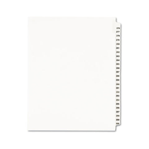 Preprinted Legal Exhibit Side Tab Index Dividers, Avery Style, 25-tab, 276 To 300, 11 X 8.5, White, 1 Set, (1341)