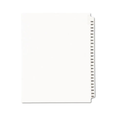 Preprinted Legal Exhibit Side Tab Index Dividers, Avery Style, 25-tab, 326 To 350, 11 X 8.5, White, 1 Set, (1343)