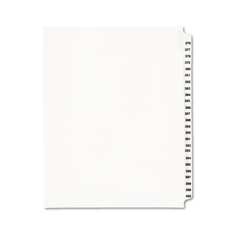 Preprinted Legal Exhibit Side Tab Index Dividers, Avery Style, 25-tab, 376 To 400, 11 X 8.5, White, 1 Set, (1345)