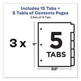 Customizable Table Of Contents Ready Index Dividers With Multicolor Tabs, 5-tab, 1 To 5, 11 X 8.5, White, 3 Sets