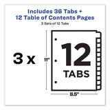 Customizable Table Of Contents Ready Index Dividers With Multicolor Tabs, 12-tab, 1 To 12, 11 X 8.5, White, 3 Sets