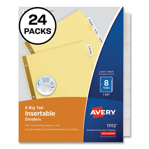 Insertable Big Tab Dividers, 8-tab, Letter, 24 Sets