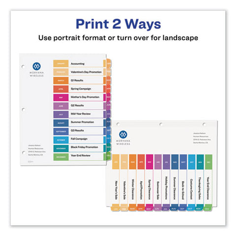 Customizable Toc Ready Index Multicolor Dividers, 12-tab, Letter