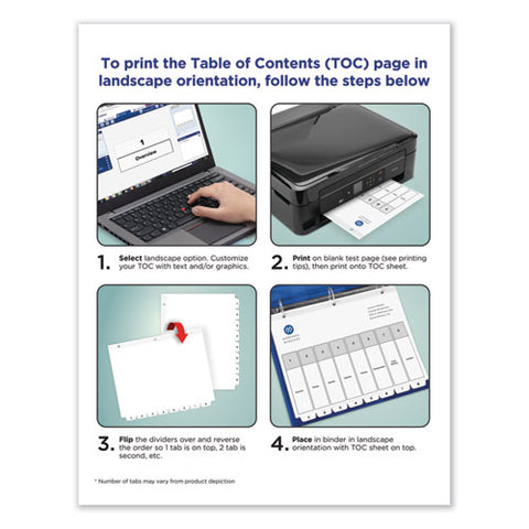 Customizable Toc Ready Index Black And White Dividers, 5-tab, Letter