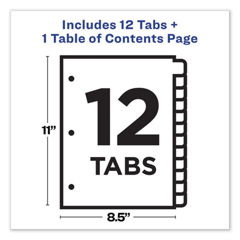 Customizable Toc Ready Index Black And White Dividers, 12-tab, Letter