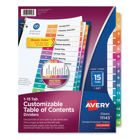 Customizable Toc Ready Index Multicolor Dividers, 15-tab, Letter