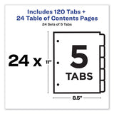 Customizable Toc Ready Index Multicolor Dividers, 5-tab, Letter, 24 Sets