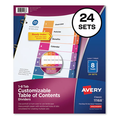 Customizable Toc Ready Index Multicolor Dividers, 8-tab, Letter, 24 Sets